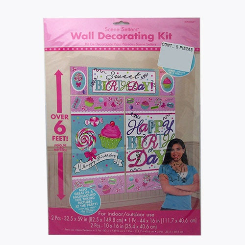 DECORACIÓN DE PARED SWEET BDAY (5 PIEZAS)