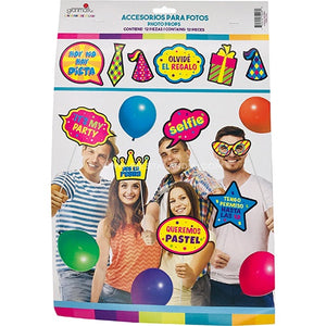 ACCESORIOS PARA FOTOS MI CUMPLEAÑOS (12 PIEZAS)