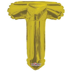 LETRA "T" INFLABLE DORADO METÁLICO 14" (35 CM)