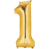 GLOBO METÁLICO NUMÉRICO DORADO DE  87 CM