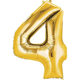 GLOBO METÁLICO NUMÉRICO DORADO DE  87 CM