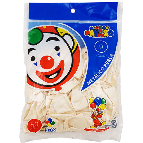 BOLSA C/50 GLOBOS METALICO No.9 BLANCO