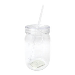 MASON JAR C/TAPA Y POPOTE 740 ML. (48 PCS).