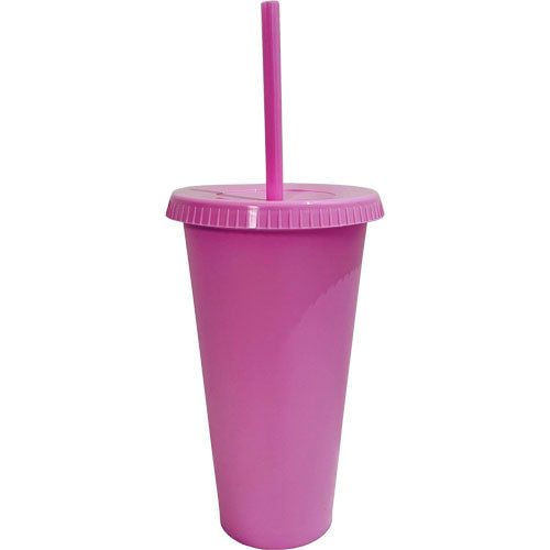 VASO PLÁSTICO FIESTA 16OZ. CON TAPA Y POPOTE BLANCO