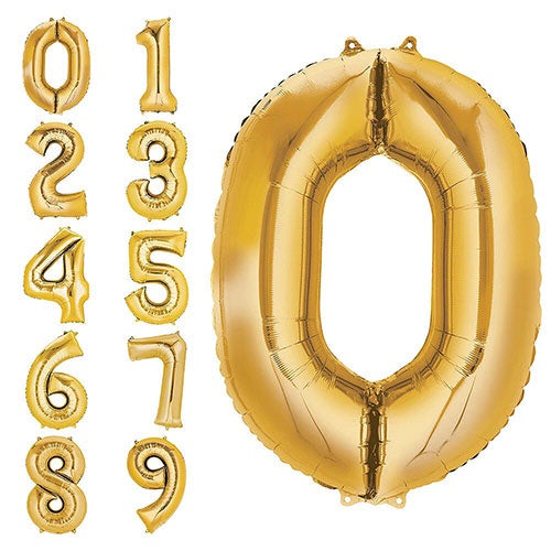 GLOBO METÁLICO NUMÉRICO DORADO DE  87 CM