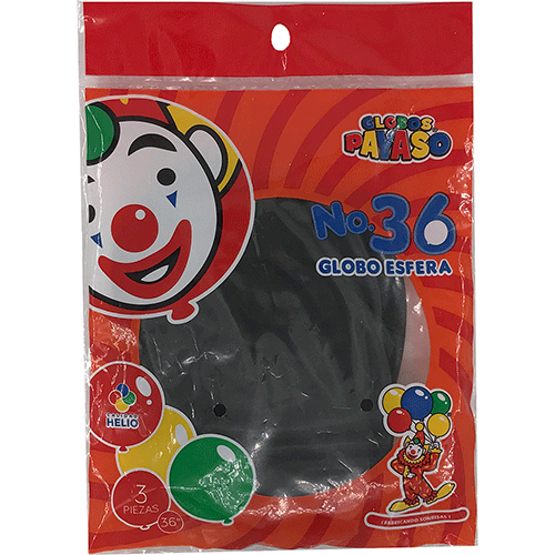 BOLSA C/3 GLOBOS No.36 COLOR NEGRO