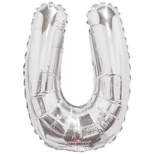 LETRA "U" INFLABLE PLATA METÁLICO 14" (35 CM)
