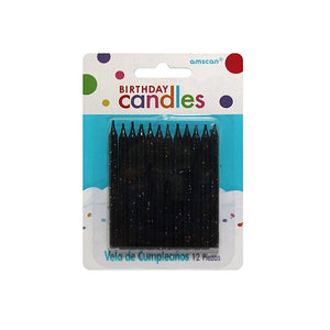 VELA GLITTER NEGRO (12 PIEZAS)