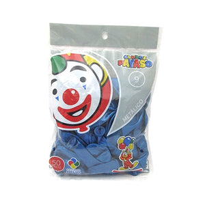 BOLSA C/50 GLOBOS METALICO No.9 AZUL