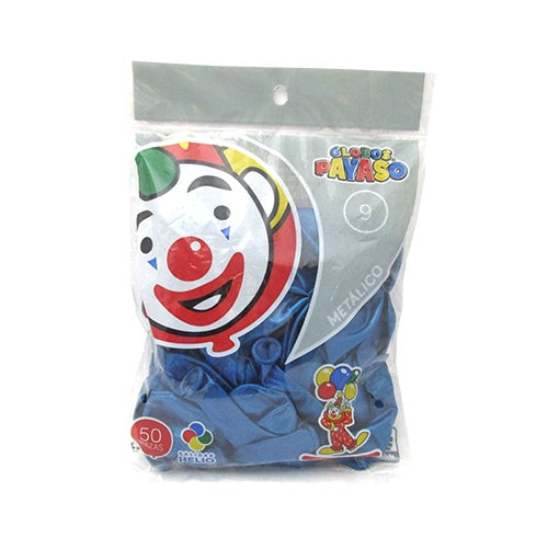 BOLSA C/50 GLOBOS METALICO No.9 AZUL